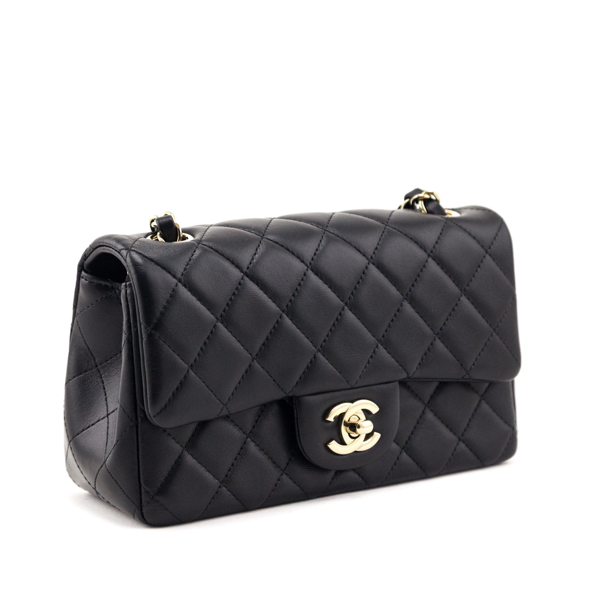 Chanel Black Lambskin Quilted Mini Rectangular Flap
