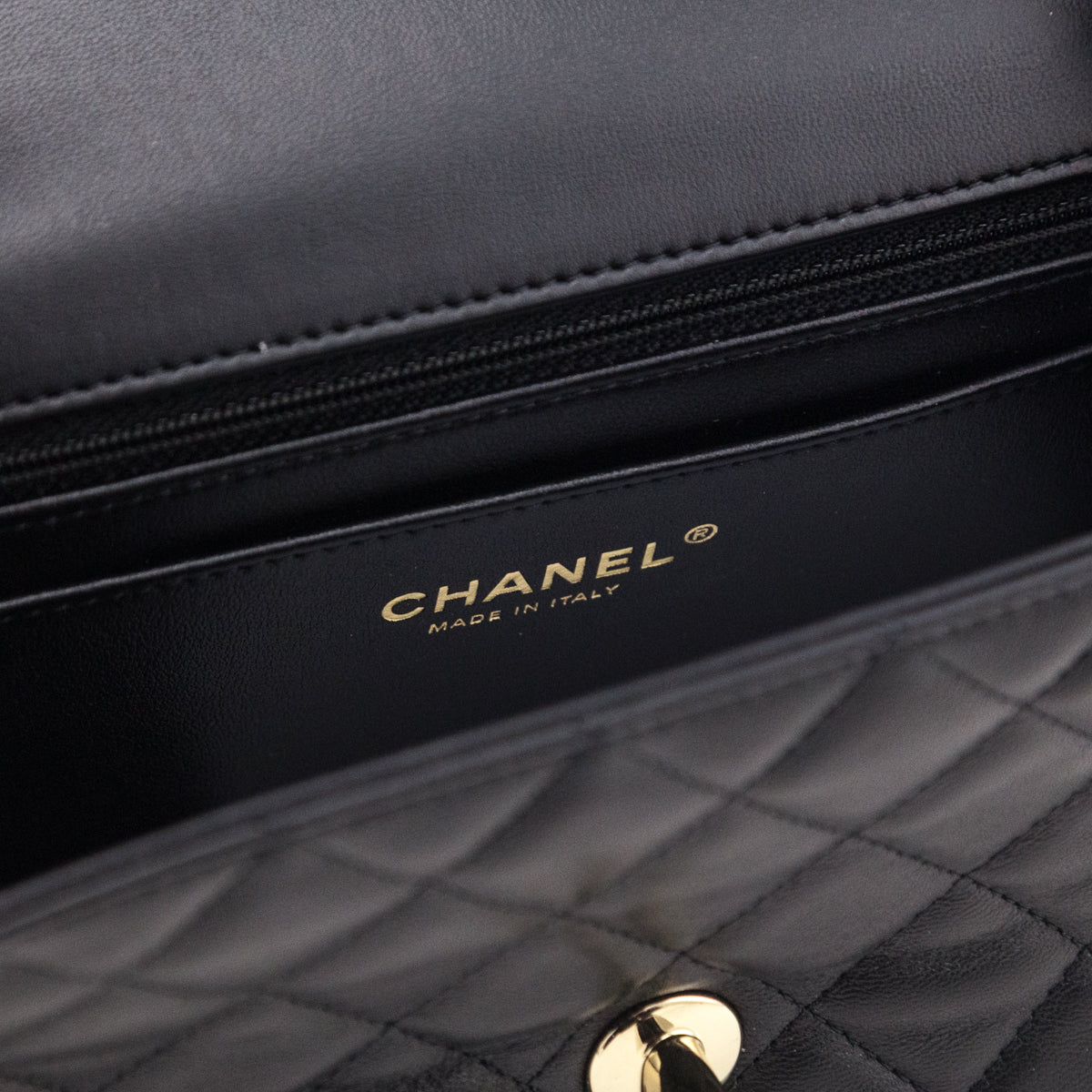 Chanel Black Lambskin Quilted Mini Rectangular Flap