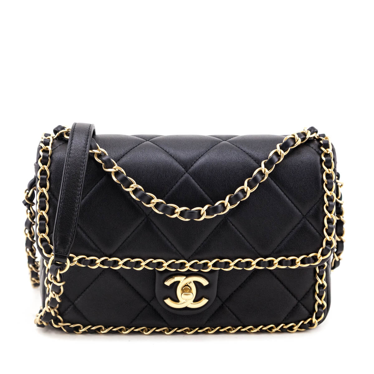 Chanel Black Lambskin Quilted Small Chain Around Flap Bag - Love that Bag etc - Preowned Authentic Designer Handbags Preloved Fashions