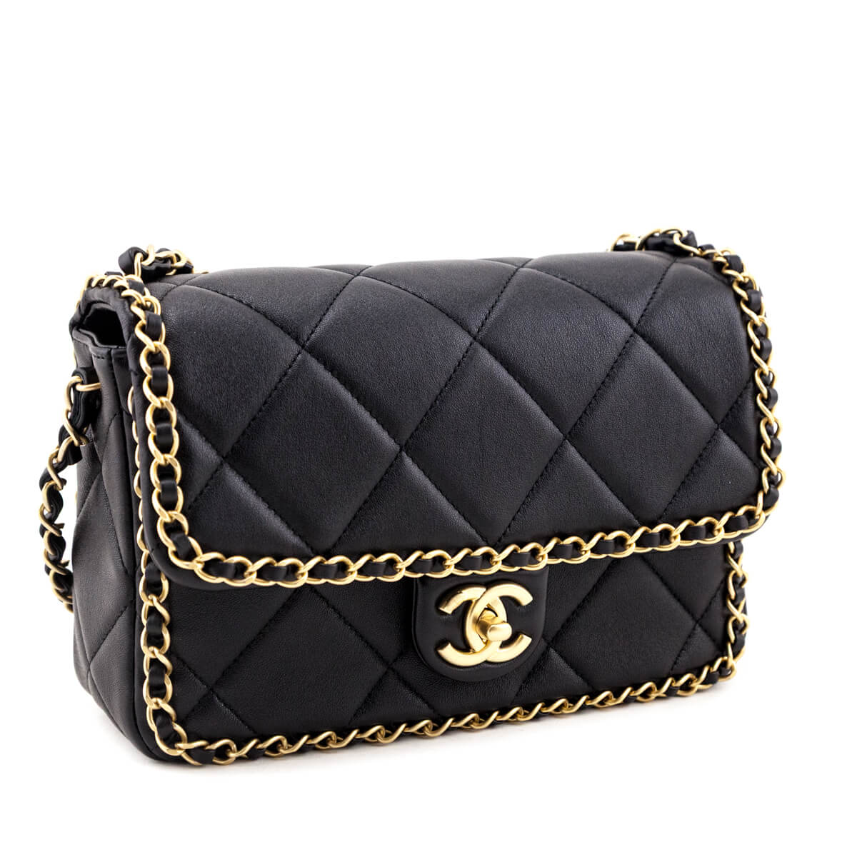 Chanel Black Lambskin Quilted Small Chain Around Flap Bag - Love that Bag etc - Preowned Authentic Designer Handbags Preloved Fashions