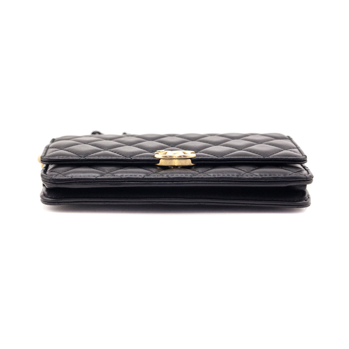 Chanel Black Lambskin Resin Quilted Wallet On Chain WOC - Love that Bag etc - Preowned Authentic Designer Handbags Preloved Fashions