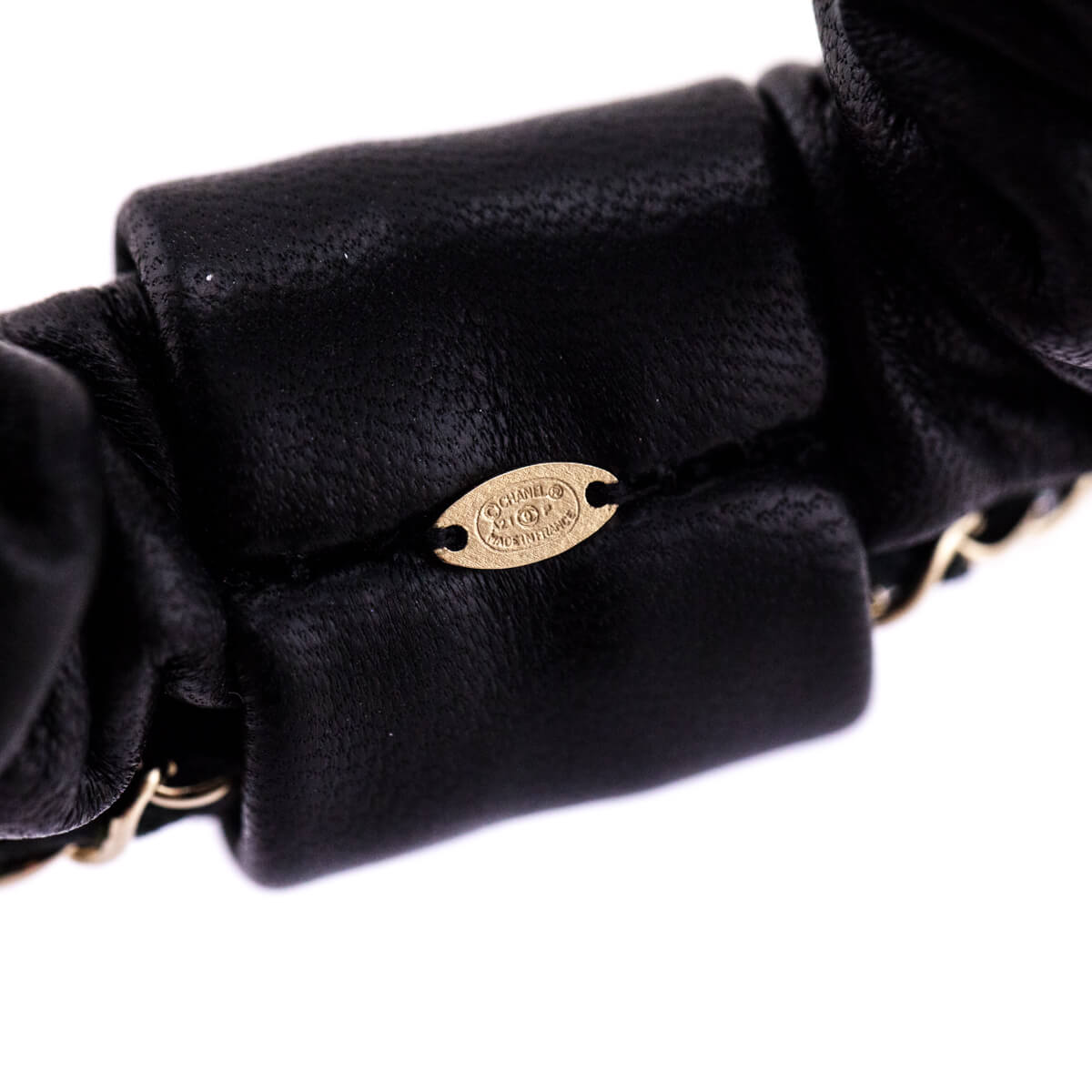 Chanel Black Leather Chain CC Scrunchie - Love that Bag etc - Preowned Authentic Designer Handbags Preloved Fashions