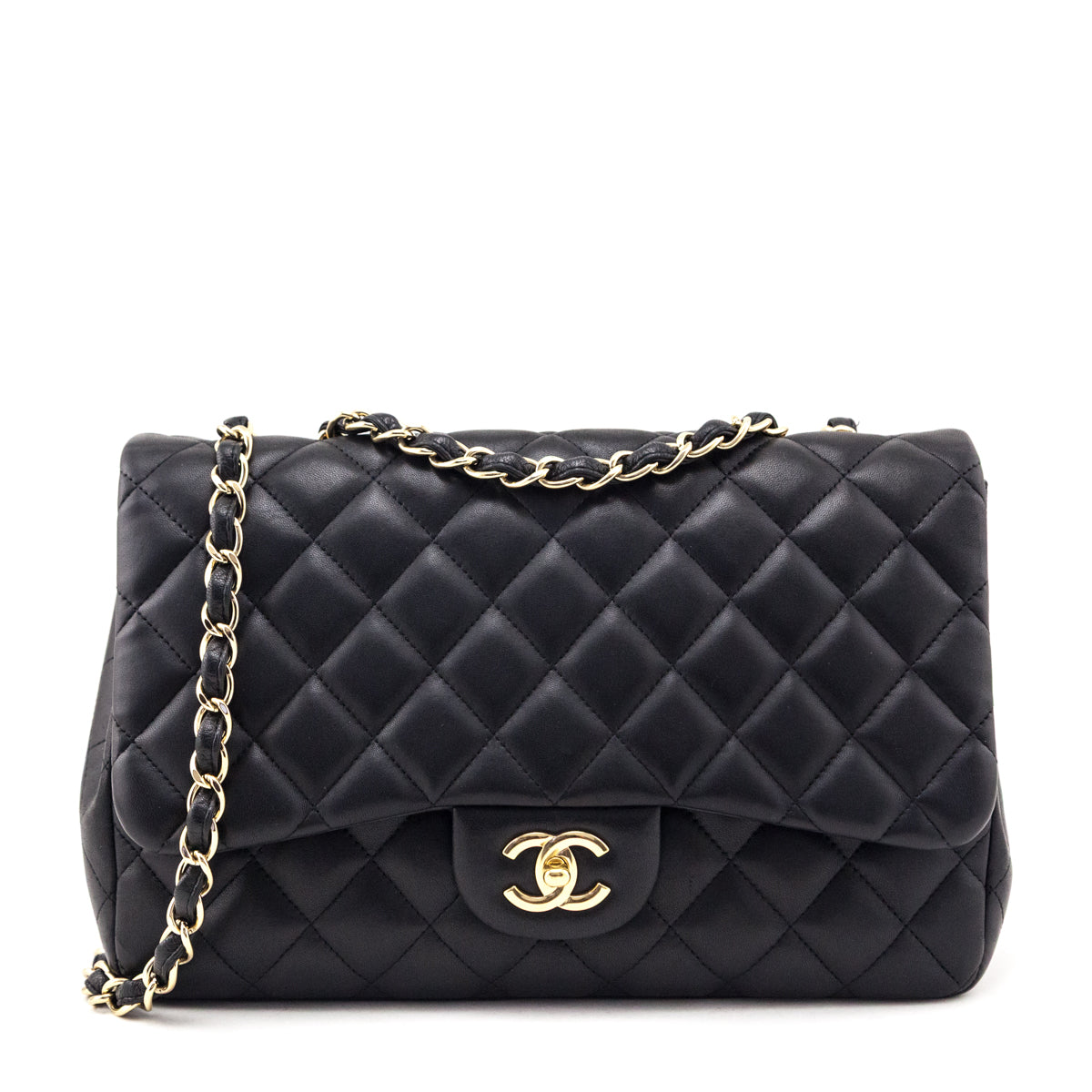 Chanel Black Quilted Lambskin Jumbo Single Flap Bag - Love that Bag etc - Preowned Authentic Designer Handbags Preloved Fashions