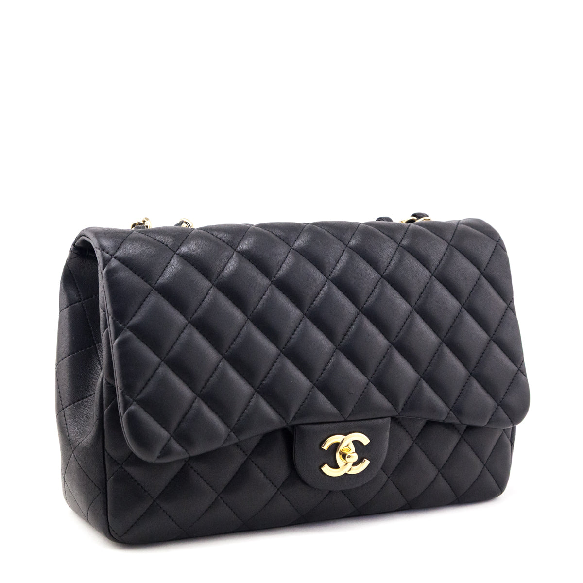Chanel Black Quilted Lambskin Jumbo Single Flap Bag - Love that Bag etc - Preowned Authentic Designer Handbags Preloved Fashions