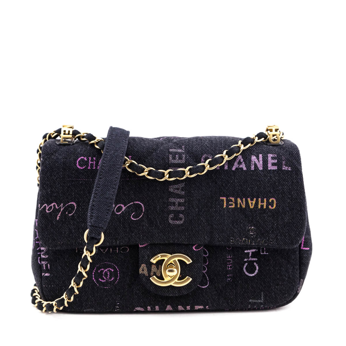 Chanel Black Quilted Small Denim Mood Rectangular Flap Bag - Love that Bag etc - Preowned Authentic Designer Handbags Preloved Fashions