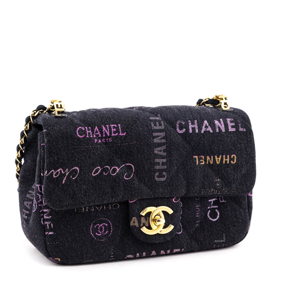Chanel Black Quilted Small Denim Mood Rectangular Flap Bag - Love that Bag etc - Preowned Authentic Designer Handbags Preloved Fashions