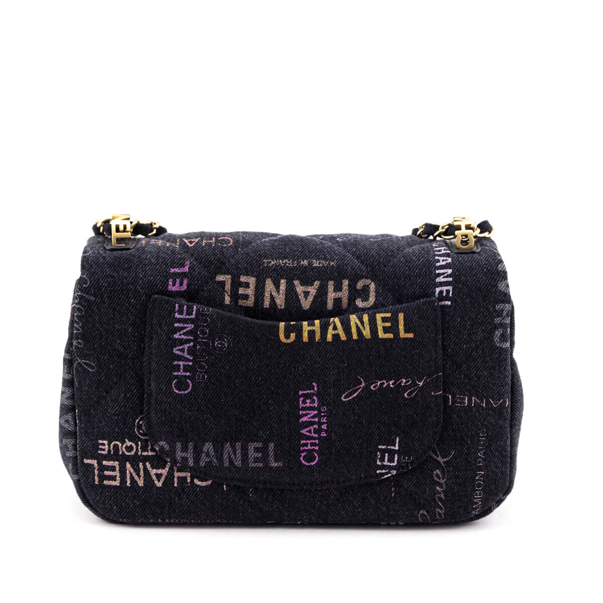 Chanel Black Quilted Small Denim Mood Rectangular Flap Bag - Love that Bag etc - Preowned Authentic Designer Handbags Preloved Fashions