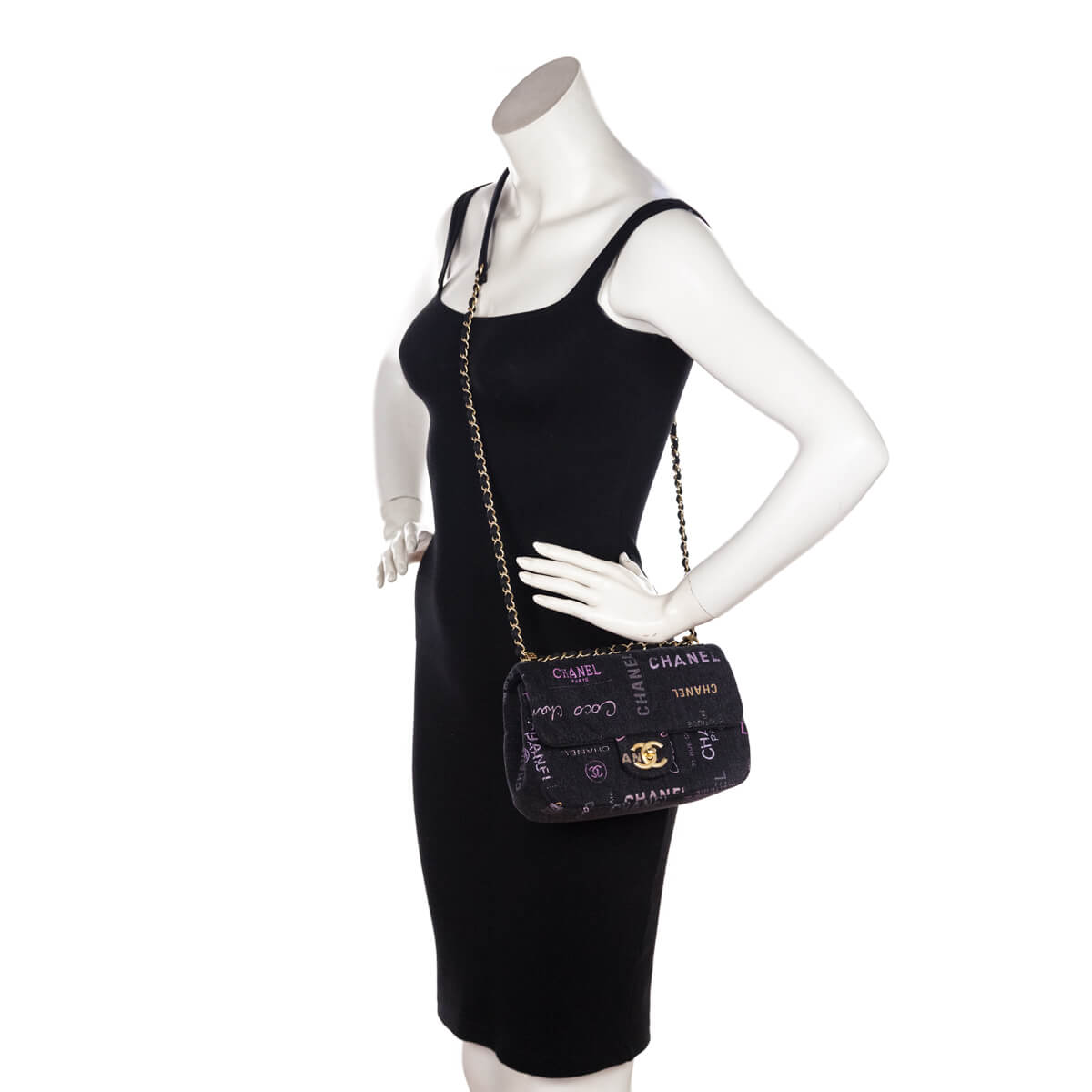 Chanel Black Quilted Small Denim Mood Rectangular Flap Bag - Love that Bag etc - Preowned Authentic Designer Handbags Preloved Fashions
