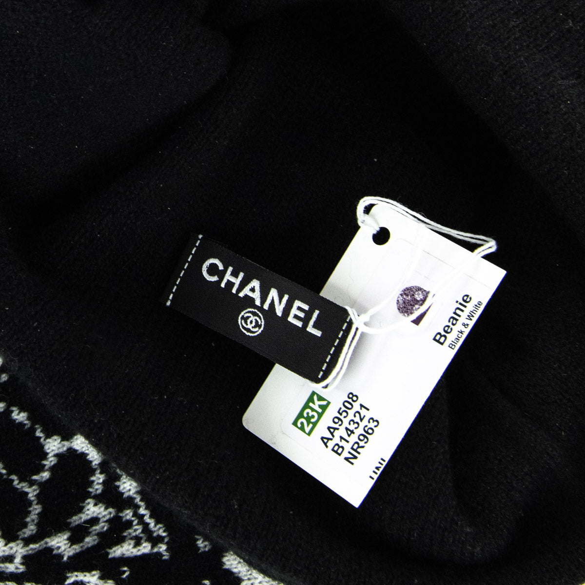 Chanel Black White Cashmere Camellia Beanie - Love that Bag etc - Preowned Authentic Designer Handbags Preloved Fashions