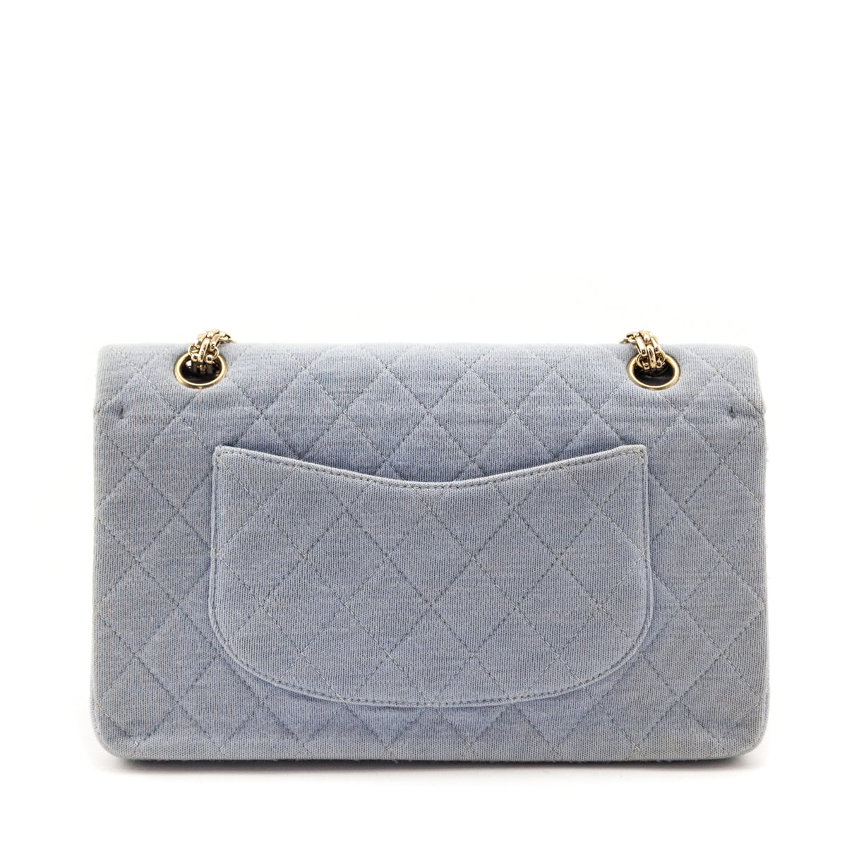 Chanel Blue Jersey Quilted Medium Double Flap - Love that Bag etc - Preowned Authentic Designer Handbags Preloved Fashions
