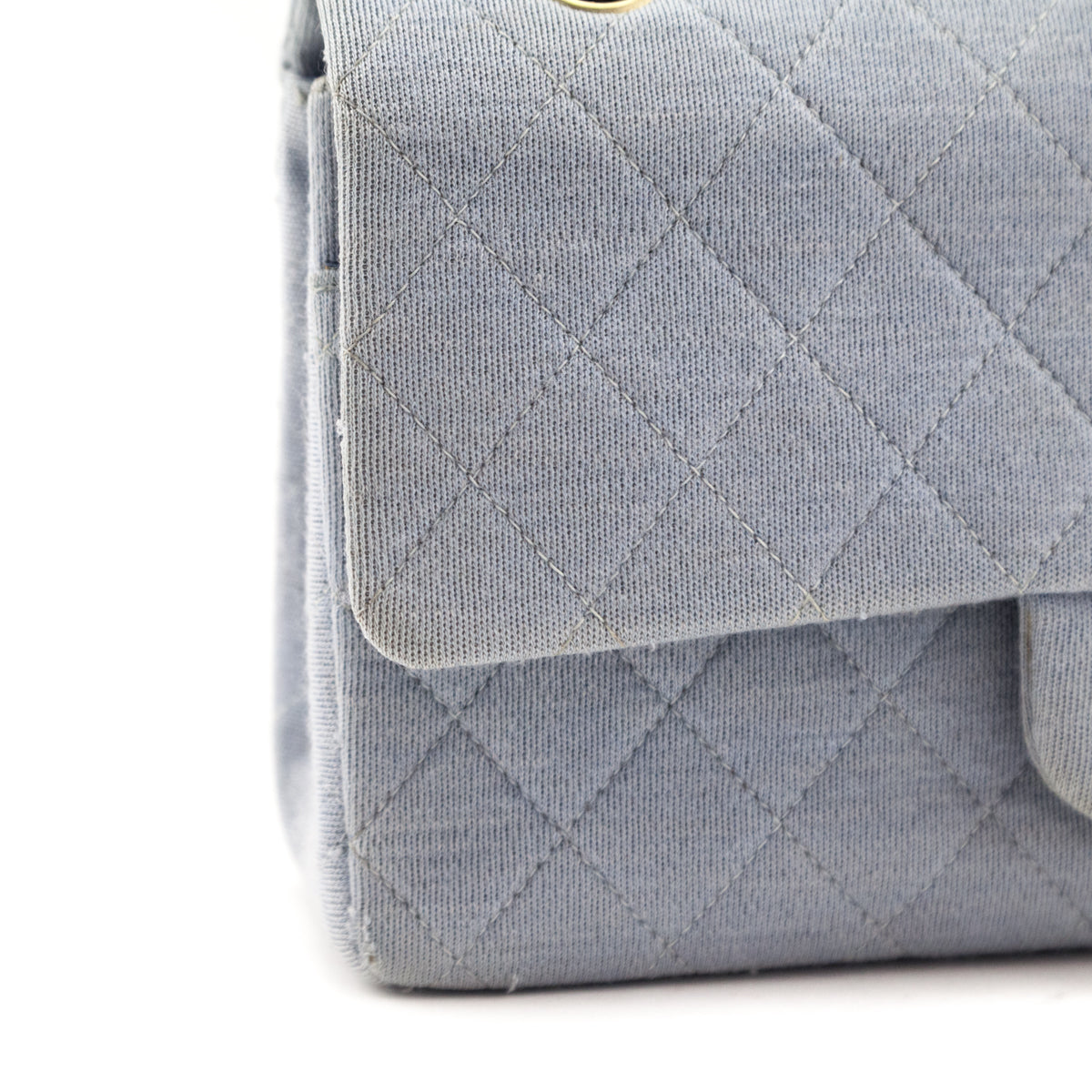 Chanel Blue Jersey Quilted Medium Double Flap - Love that Bag etc - Preowned Authentic Designer Handbags Preloved Fashions