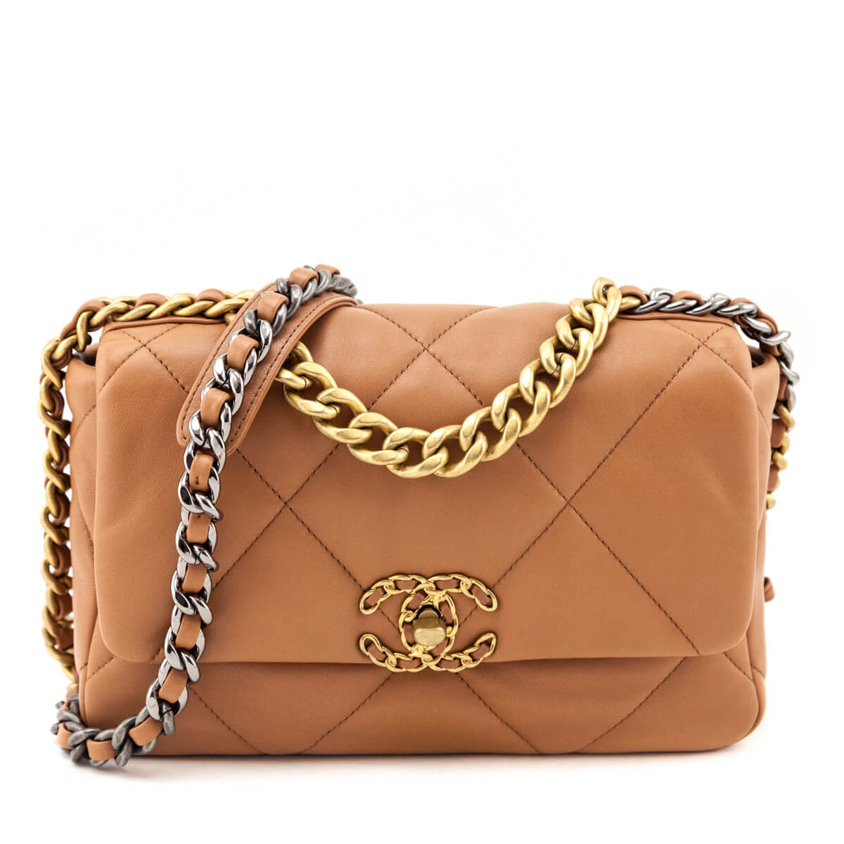 Chanel Brown Lambskin Quilted Medium Chanel 19 Flap Bag - Love that Bag etc - Preowned Authentic Designer Handbags Preloved Fashions