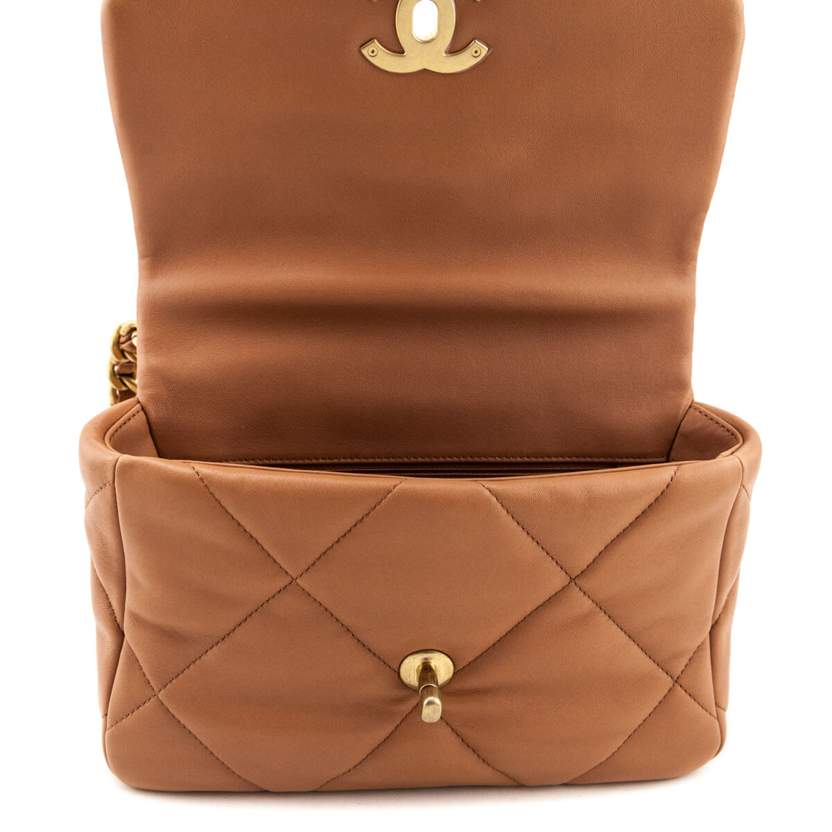 Chanel Brown Lambskin Quilted Medium Chanel 19 Flap Bag - Love that Bag etc - Preowned Authentic Designer Handbags Preloved Fashions
