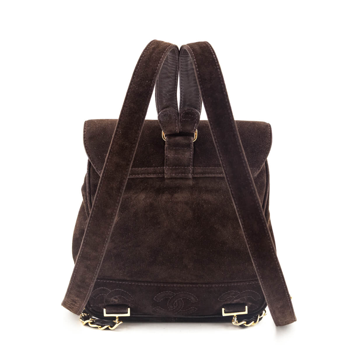 Chanel Brown Suede CC Flap Vintage Backpack - Love that Bag etc - Preowned Authentic Designer Handbags Preloved Fashions