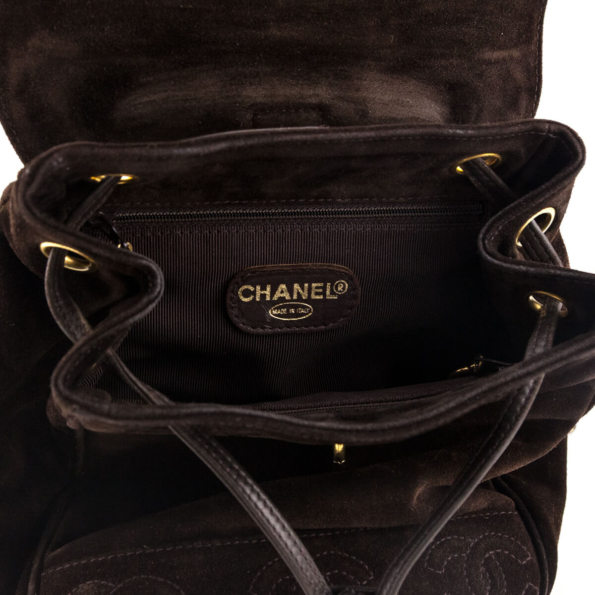 Chanel Brown Suede CC Flap Vintage Backpack - Love that Bag etc - Preowned Authentic Designer Handbags Preloved Fashions