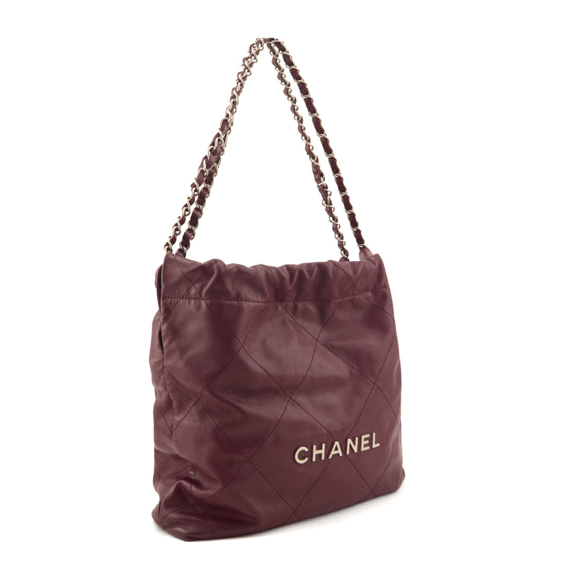 Chanel Burgundy Shiny Calfskin Quilted Small Chanel 22 Hobo - Love that Bag etc - Preowned Authentic Designer Handbags Preloved Fashions