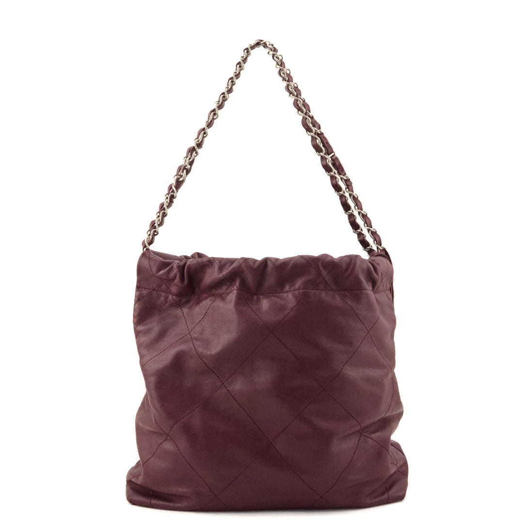 Chanel Burgundy Shiny Calfskin Quilted Small Chanel 22 Hobo - Love that Bag etc - Preowned Authentic Designer Handbags Preloved Fashions