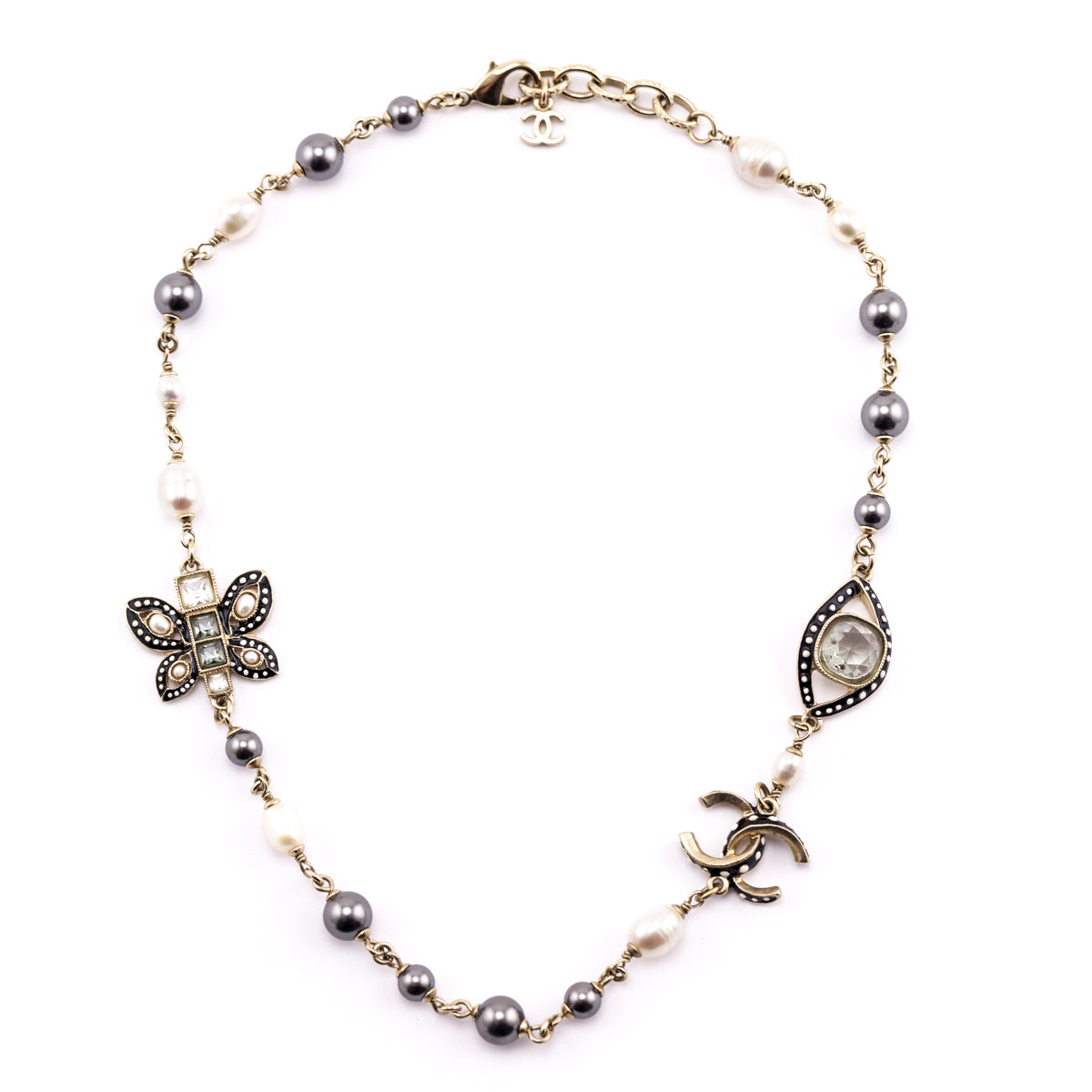 Chanel Faux Pearl Crystal Butterfly CC 2016 Necklace - Love that Bag etc - Preowned Authentic Designer Handbags Preloved Fashions