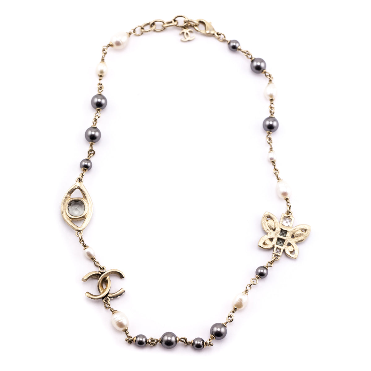 Chanel Faux Pearl Crystal Butterfly CC 2016 Necklace - Love that Bag etc - Preowned Authentic Designer Handbags Preloved Fashions
