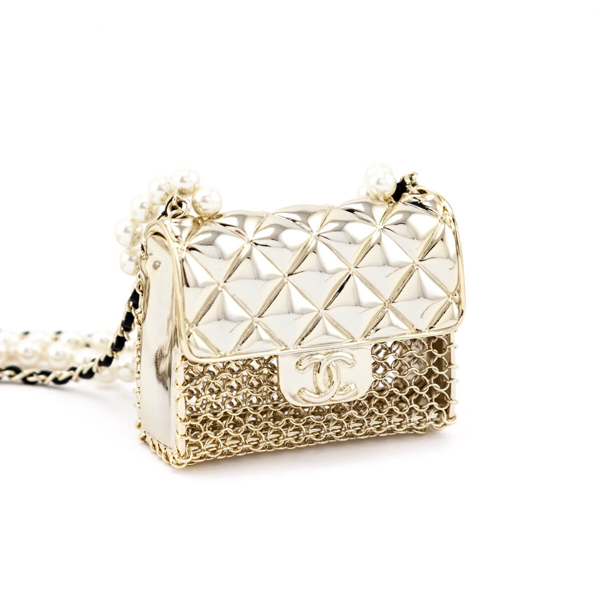 Chanel Gold-Tone Faux Pearl Chain Flap Bag Long Necklace - Love that Bag etc - Preowned Authentic Designer Handbags Preloved Fashions