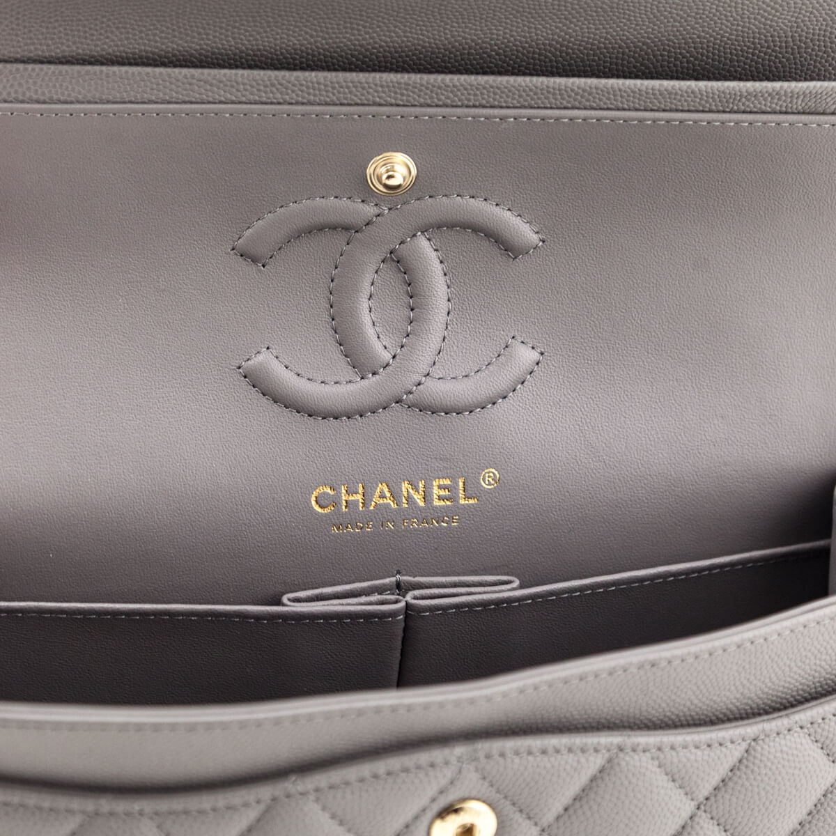 Chanel Grey Caviar Quilted Small Double Flap Bag - Love that Bag etc - Preowned Authentic Designer Handbags Preloved Fashions