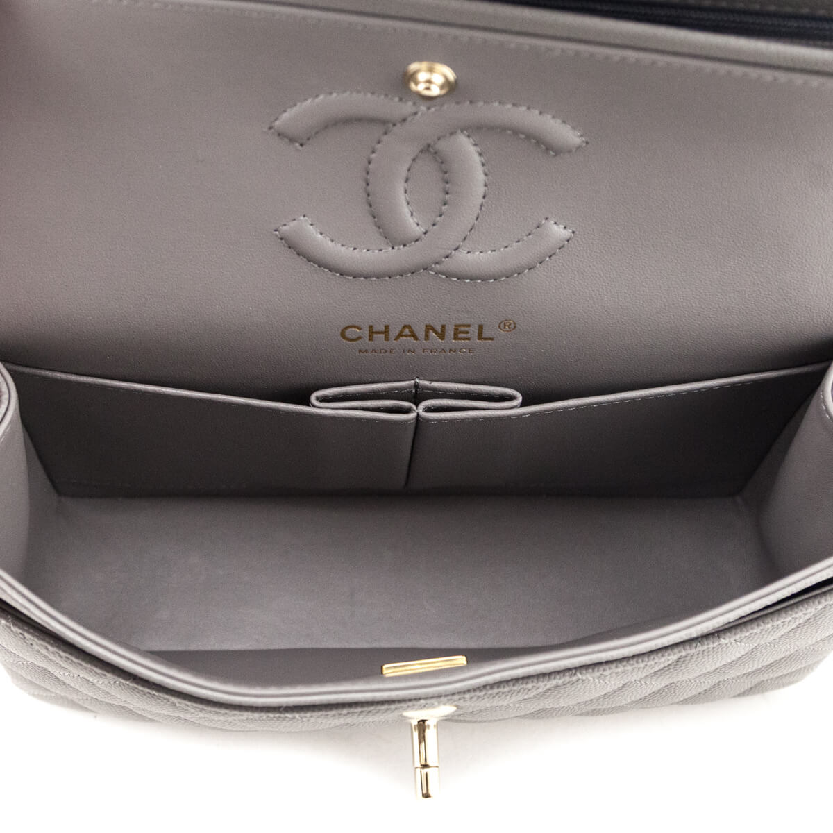 Chanel Grey Caviar Quilted Small Double Flap Bag - Love that Bag etc - Preowned Authentic Designer Handbags Preloved Fashions
