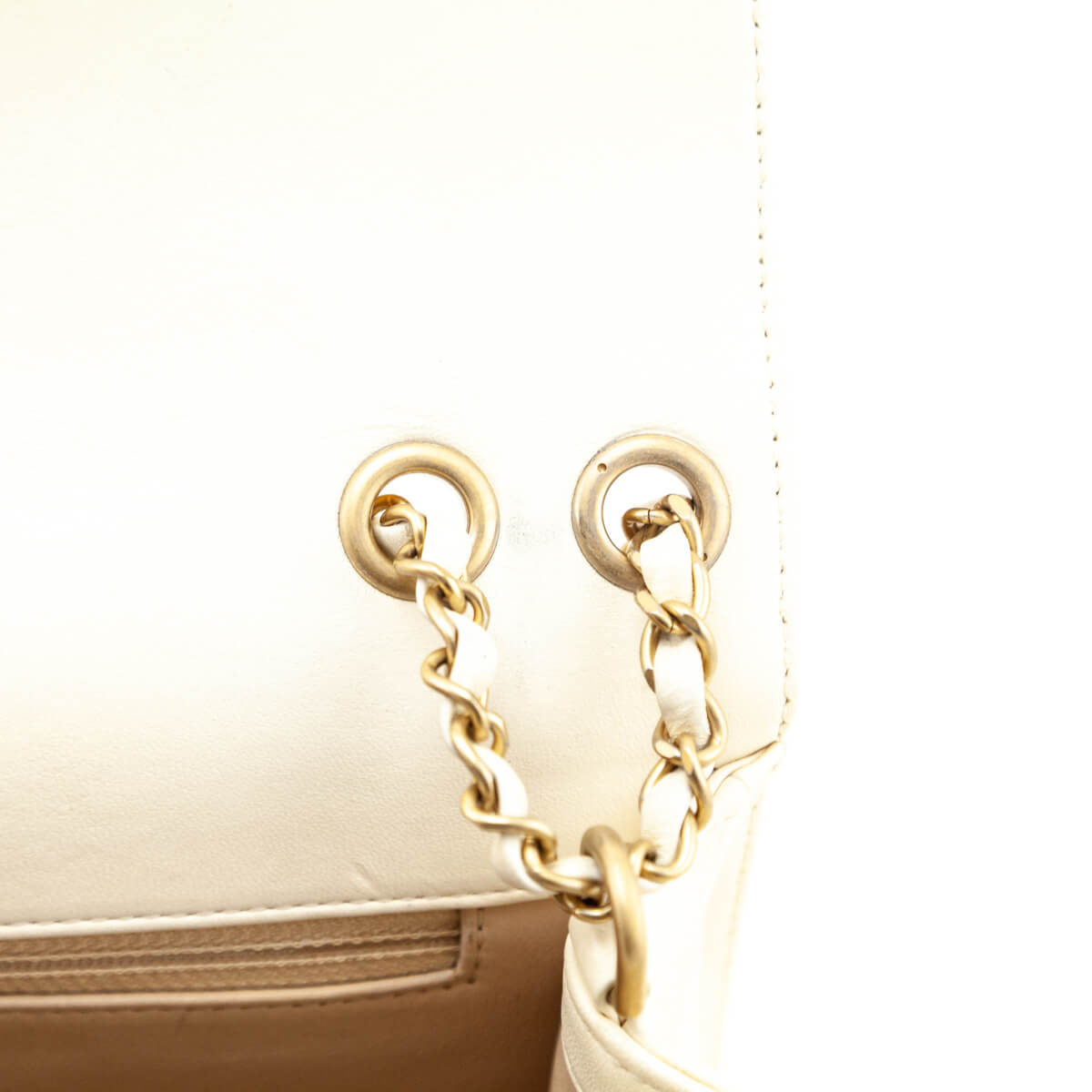 Chanel Ivory Lambskin Reversed Chevron Quilted Flap Bag - Love that Bag etc - Preowned Authentic Designer Handbags Preloved Fashions