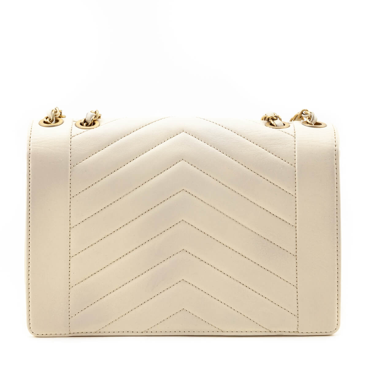Chanel Ivory Lambskin Reversed Chevron Quilted Flap Bag - Love that Bag etc - Preowned Authentic Designer Handbags Preloved Fashions