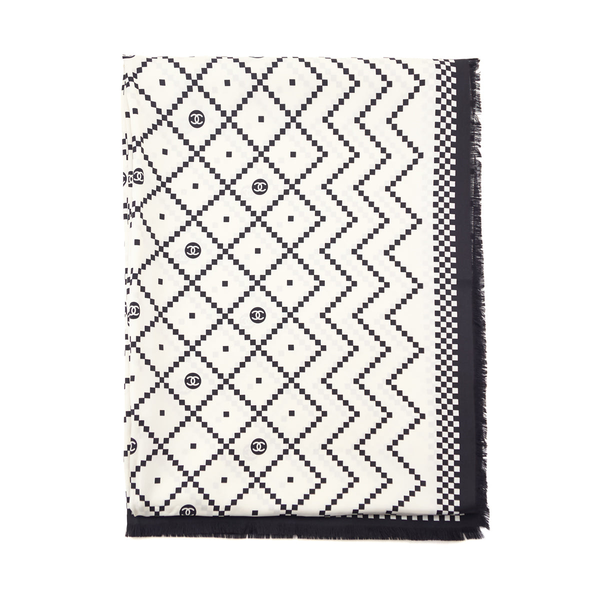 Chanel Ivory White Geometric 2019 Silk Stole - Love that Bag etc - Preowned Authentic Designer Handbags Preloved Fashions