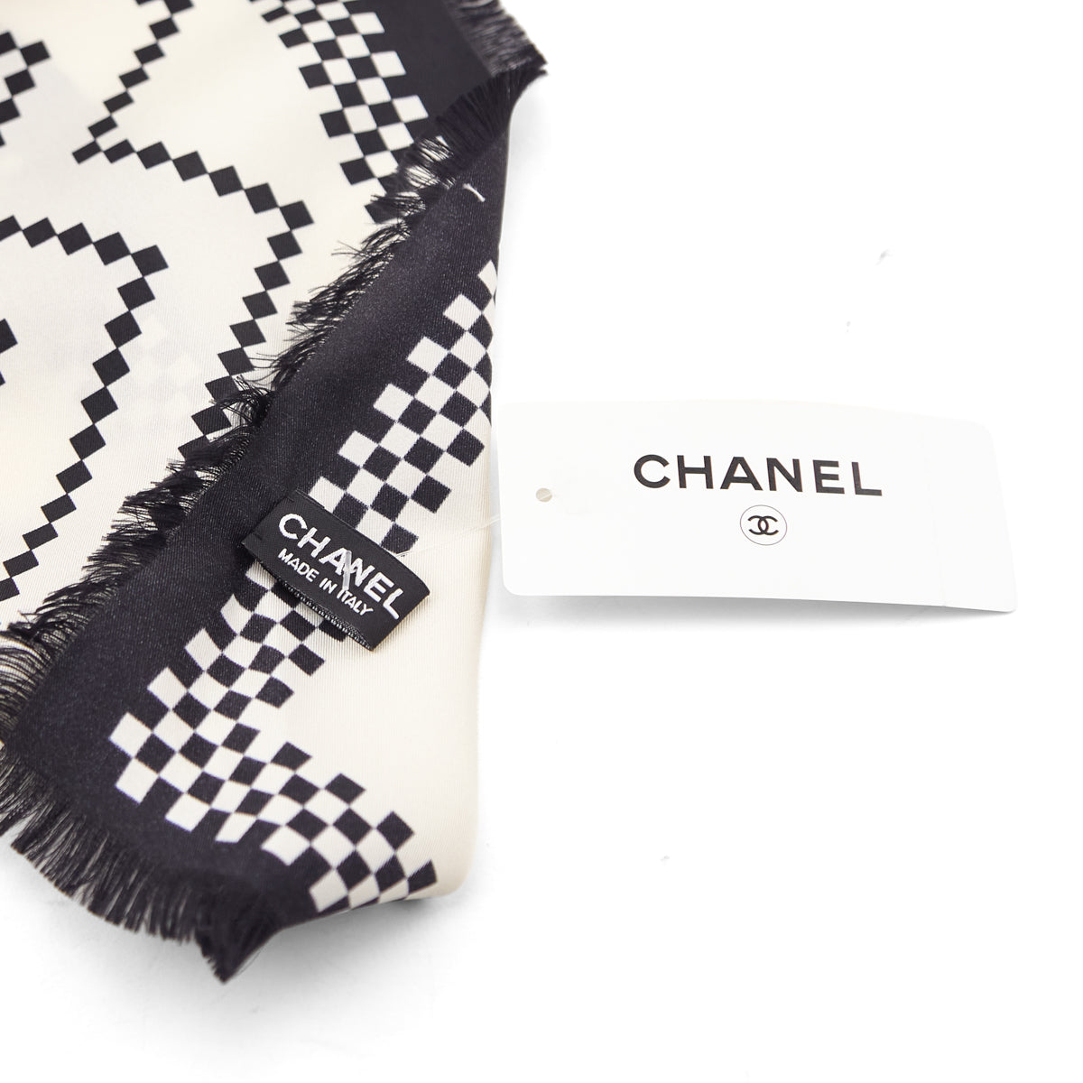 Chanel Ivory White Geometric 2019 Silk Stole - Love that Bag etc - Preowned Authentic Designer Handbags Preloved Fashions