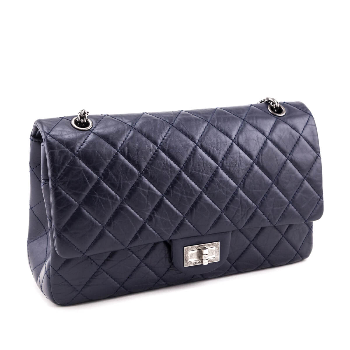 Chanel Navy Aged Calfskin Quilted 2.55 Reissue 227 Flap - Love that Bag etc - Preowned Authentic Designer Handbags Preloved Fashions