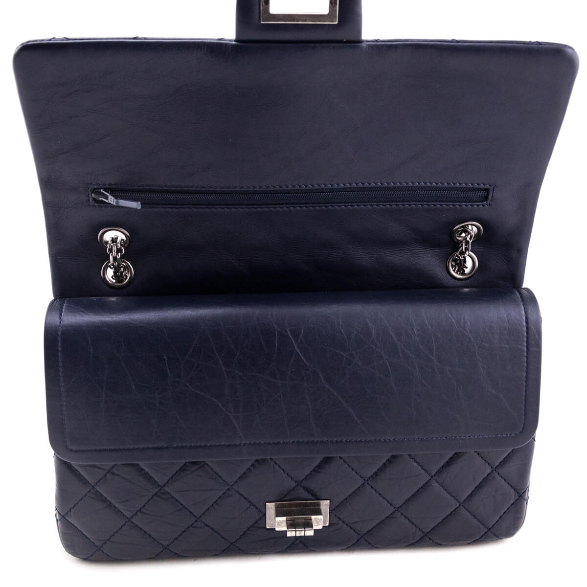 Chanel Navy Aged Calfskin Quilted 2.55 Reissue 227 Flap - Love that Bag etc - Preowned Authentic Designer Handbags Preloved Fashions
