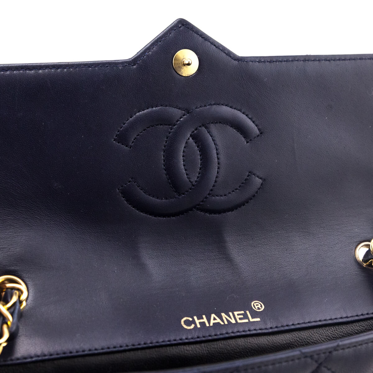 Chanel Navy Blue Lambskin Quilted Vintage Pointed Flap Bag - Love that Bag etc - Preowned Authentic Designer Handbags Preloved Fashions