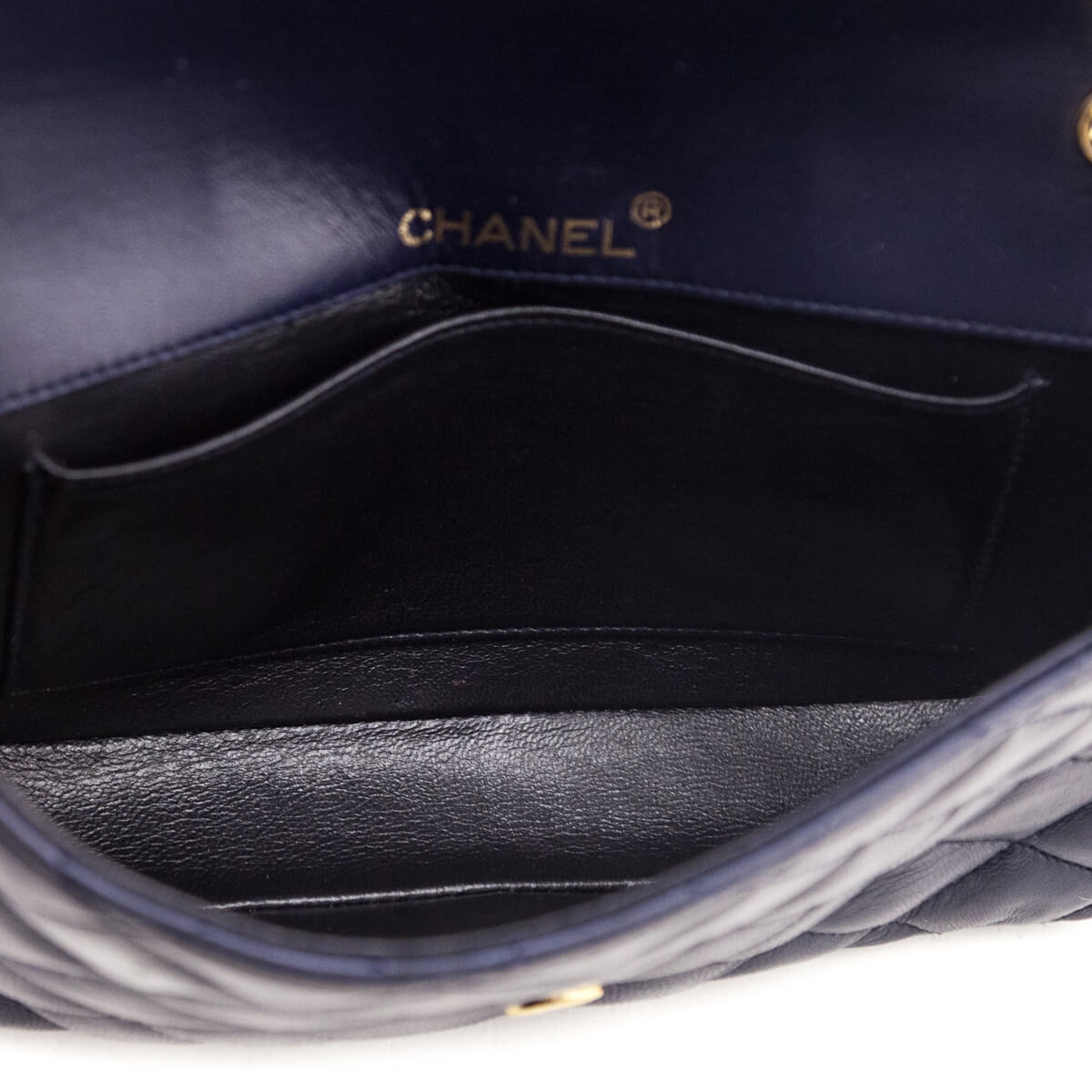 Chanel Navy Blue Lambskin Quilted Vintage Pointed Flap Bag - Love that Bag etc - Preowned Authentic Designer Handbags Preloved Fashions