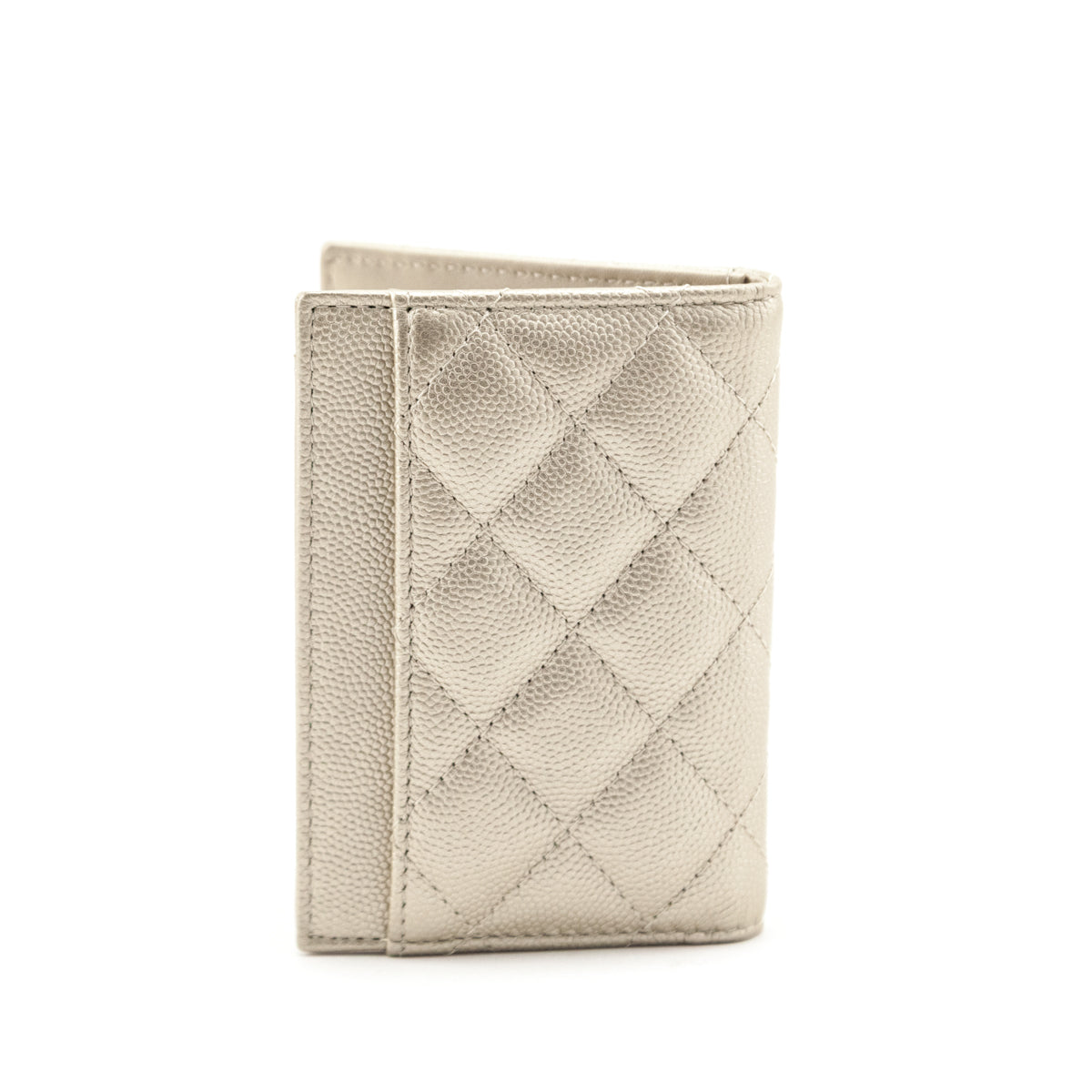 Chanel Pale Gold Caviar Quilted CC Bi-Fold Card Case - Love that Bag etc - Preowned Authentic Designer Handbags Preloved Fashions