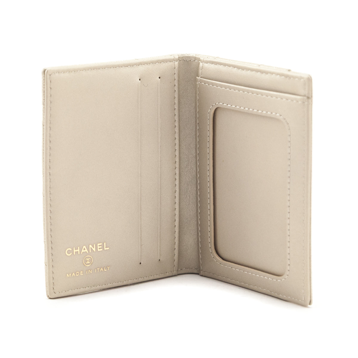 Chanel Pale Gold Caviar Quilted CC Bi-Fold Card Case - Love that Bag etc - Preowned Authentic Designer Handbags Preloved Fashions