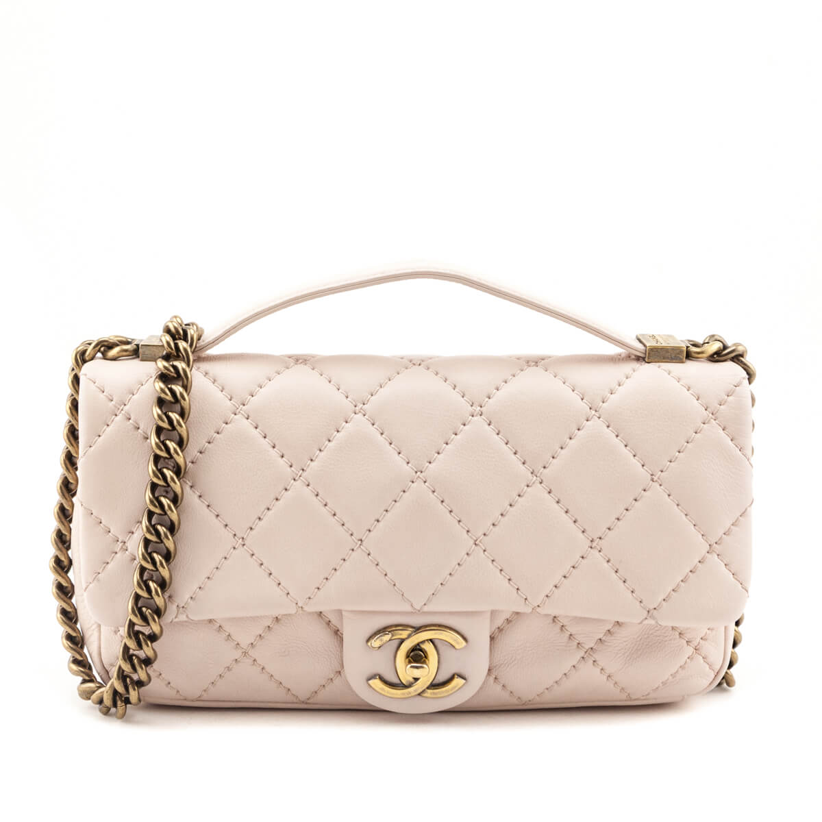 Chanel Pale Pink Calfskin Stitched Medium Urban Day Flap Bag - Love that Bag etc - Preowned Authentic Designer Handbags Preloved Fashions