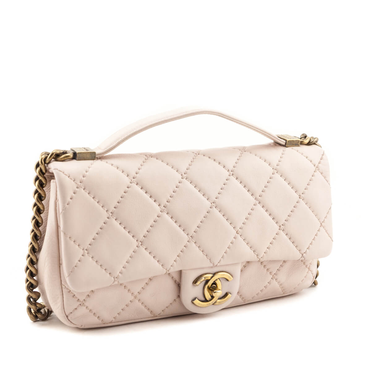 Chanel Pale Pink Calfskin Stitched Medium Urban Day Flap Bag - Love that Bag etc - Preowned Authentic Designer Handbags Preloved Fashions
