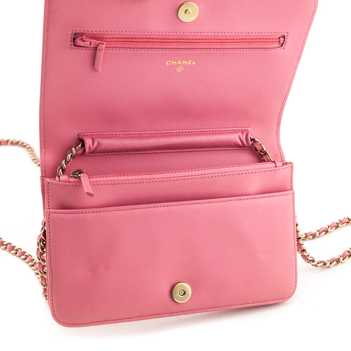 Chanel Pink Calfskin Quilted Boy Wallet On Chain WOC - Love that Bag etc - Preowned Authentic Designer Handbags Preloved Fashions