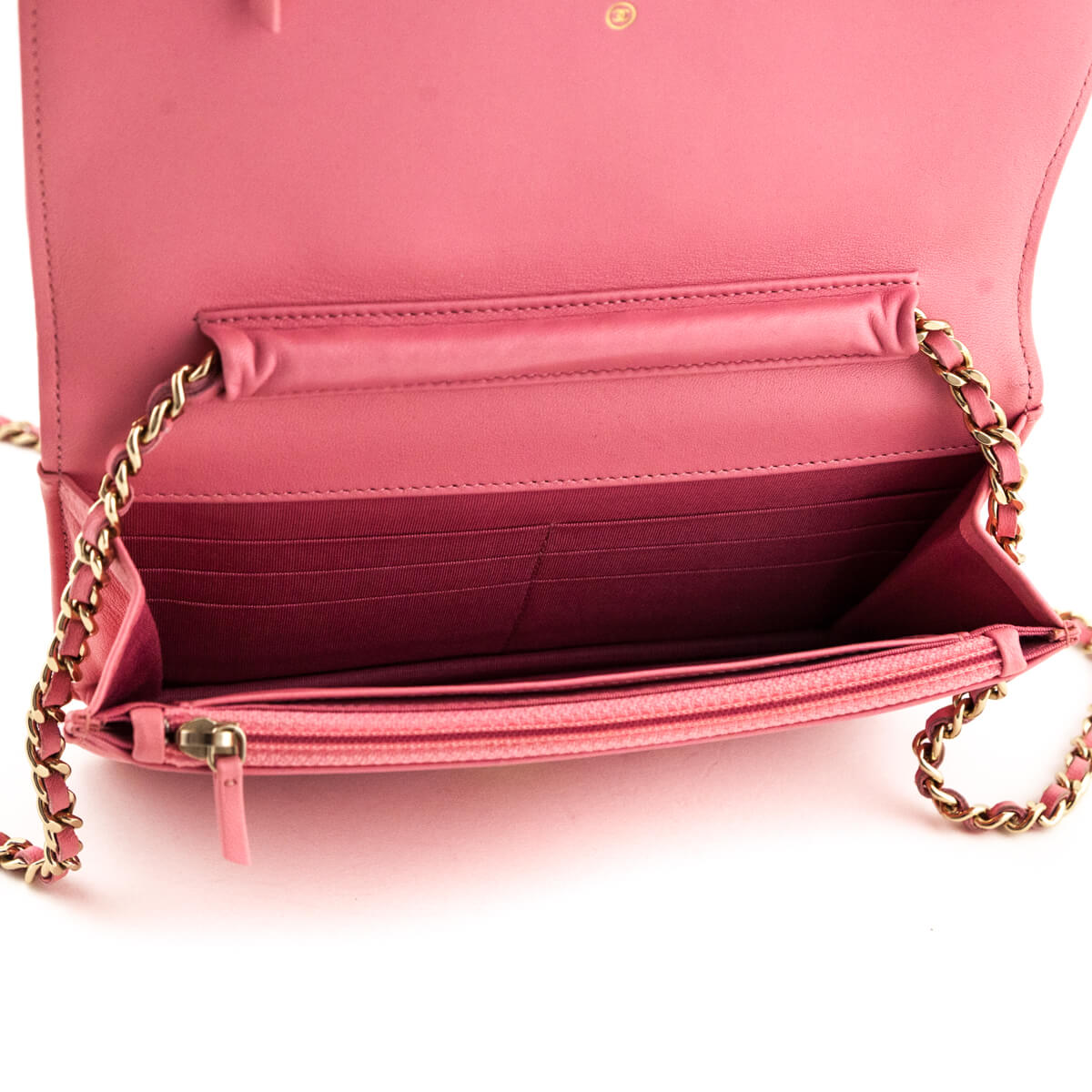 Chanel Pink Calfskin Quilted Boy Wallet On Chain WOC - Love that Bag etc - Preowned Authentic Designer Handbags Preloved Fashions