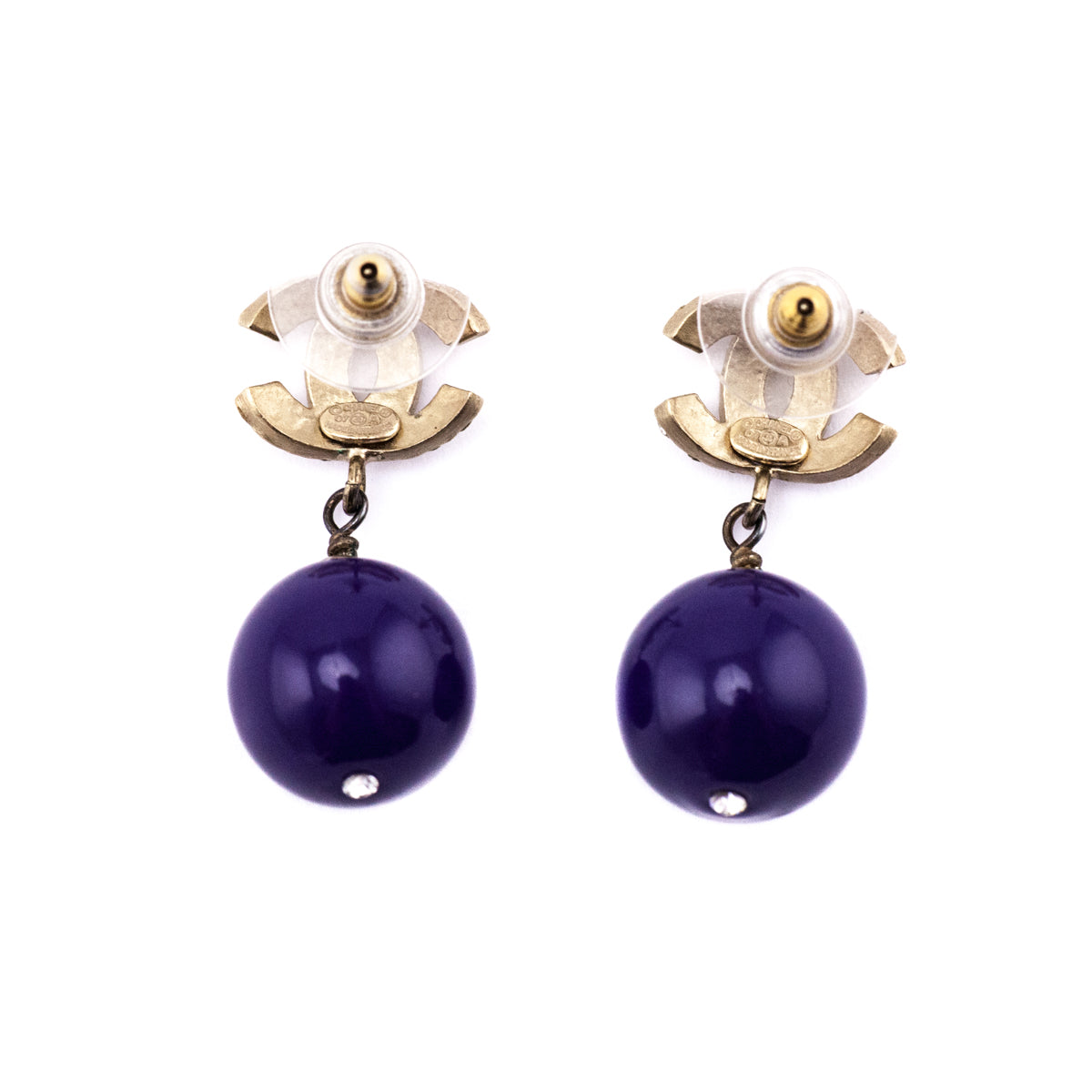 Chanel Purple Bead Crystal 2007 CC Drop Earrings - Love that Bag etc - Preowned Authentic Designer Handbags Preloved Fashions