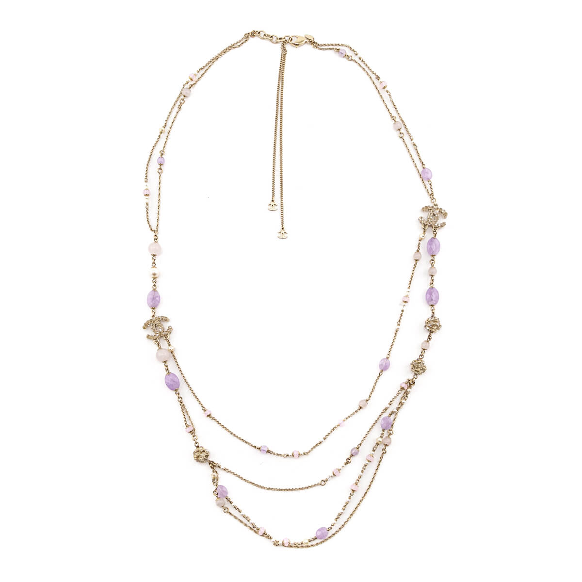 Chanel Purple Bead Gold CC Multi-Strand Necklace - Love that Bag etc - Preowned Authentic Designer Handbags Preloved Fashions