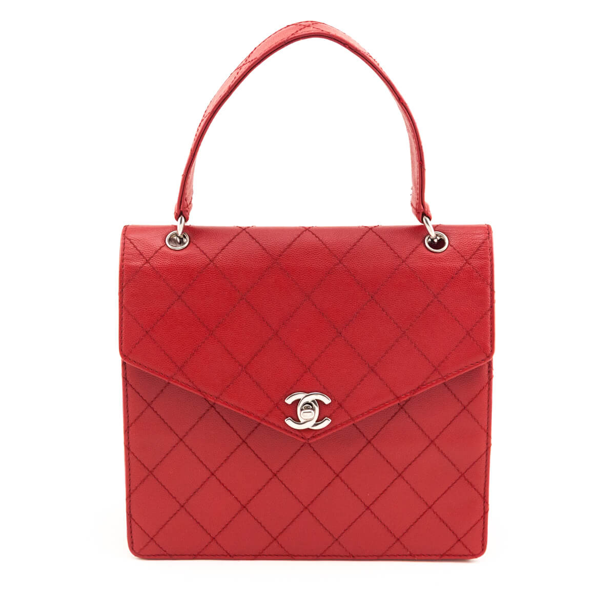 Chanel Red Caviar Top Handle Envelope Flap Bag - Love that Bag etc - Preowned Authentic Designer Handbags Preloved Fashions