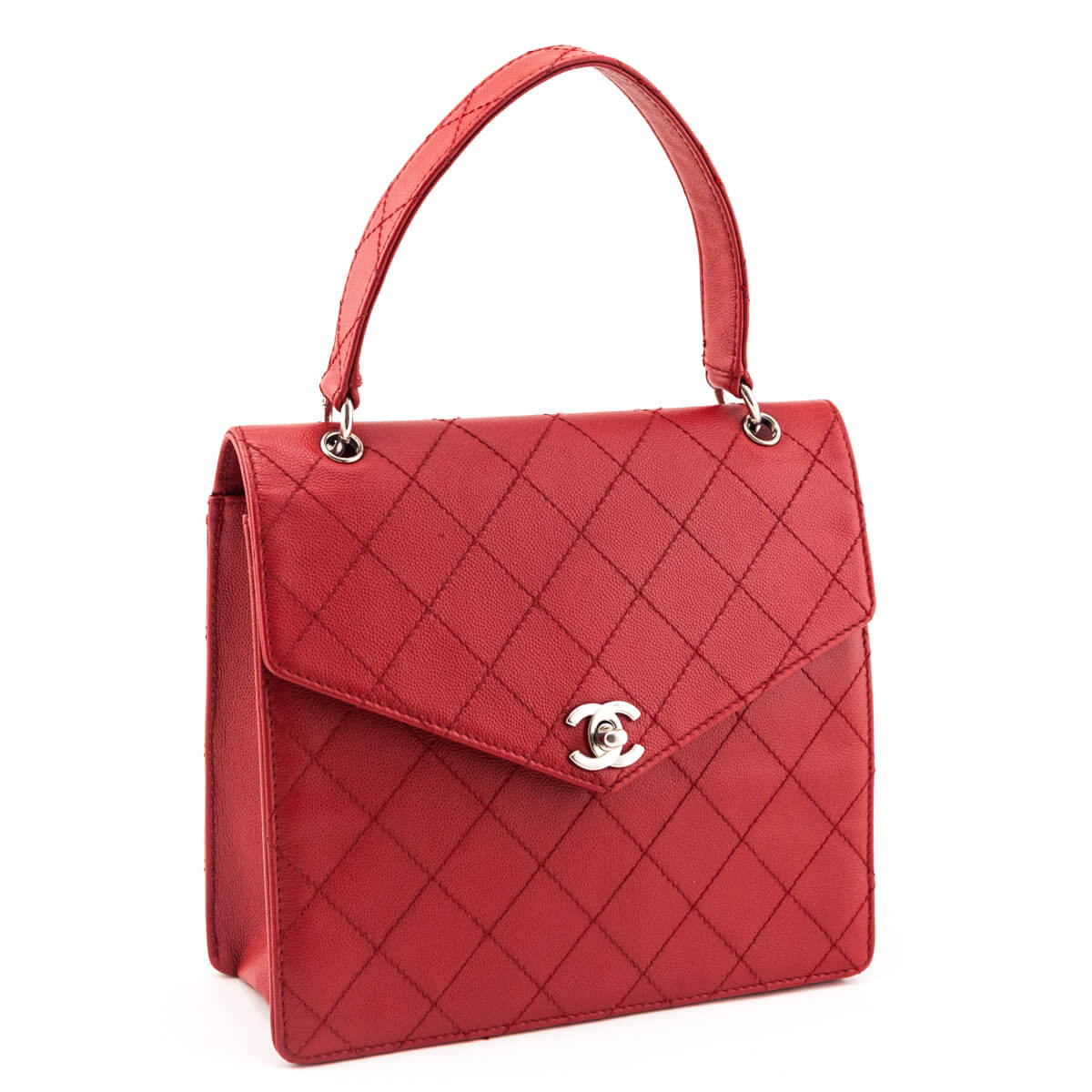 Chanel Red Caviar Top Handle Envelope Flap Bag - Love that Bag etc - Preowned Authentic Designer Handbags Preloved Fashions