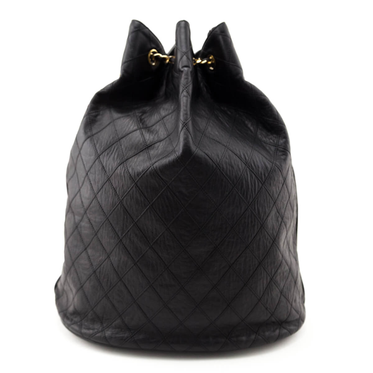 Chanel Black Lambskin Quilted Drawstring Bucket Bag - Love that Bag etc - Preowned Authentic Designer Handbags Preloved Fashions