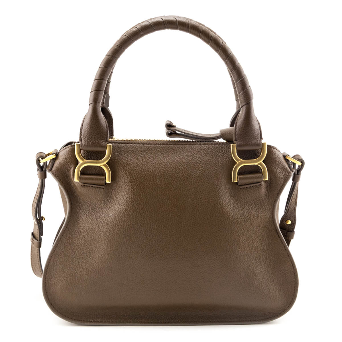 Chloe Dark Khaki Calfskin Small Marcie Satchel - Love that Bag etc - Preowned Authentic Designer Handbags Preloved Fashions