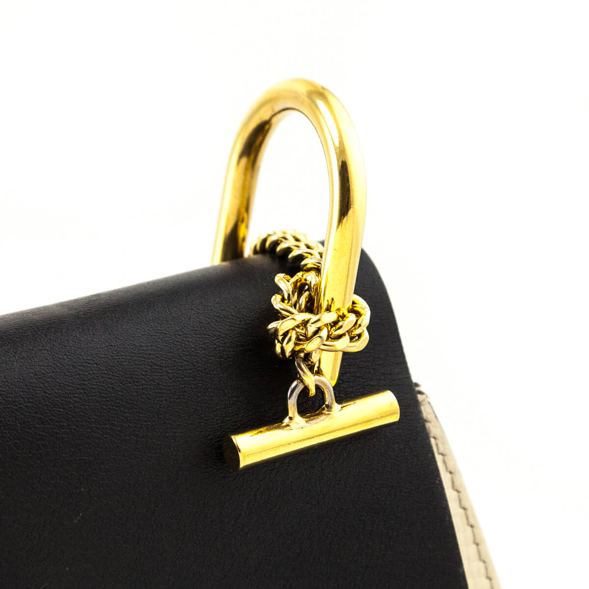 Chloe Ivory Black Grained Calfskin Lambskin Mini Bi-Color Drew Shoulder Bag - Love that Bag etc - Preowned Authentic Designer Handbags Preloved Fashions