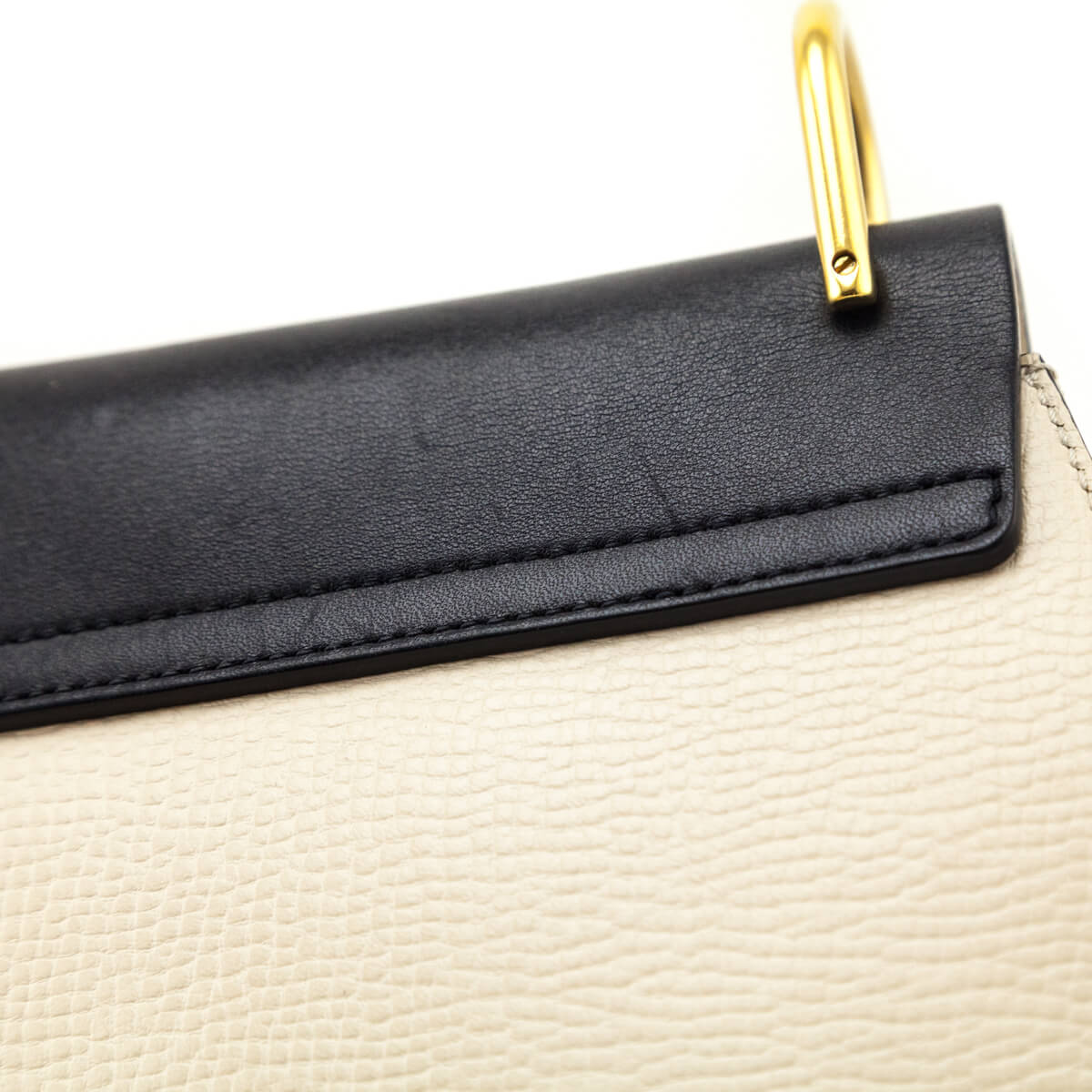 Chloe Ivory Black Grained Calfskin Lambskin Mini Bi-Color Drew Shoulder Bag - Love that Bag etc - Preowned Authentic Designer Handbags Preloved Fashions