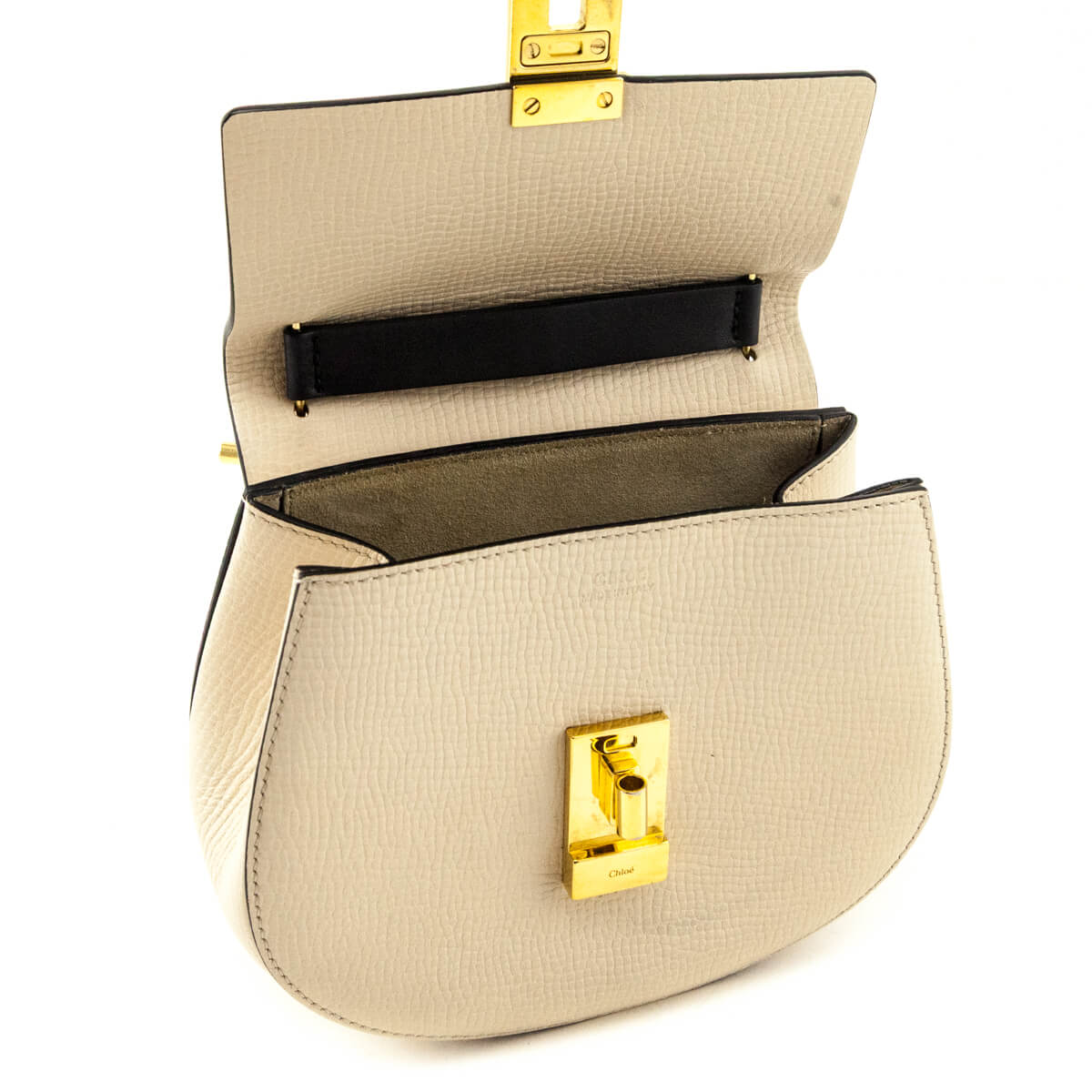 Chloe Ivory Black Grained Calfskin Lambskin Mini Bi-Color Drew Shoulder Bag - Love that Bag etc - Preowned Authentic Designer Handbags Preloved Fashions