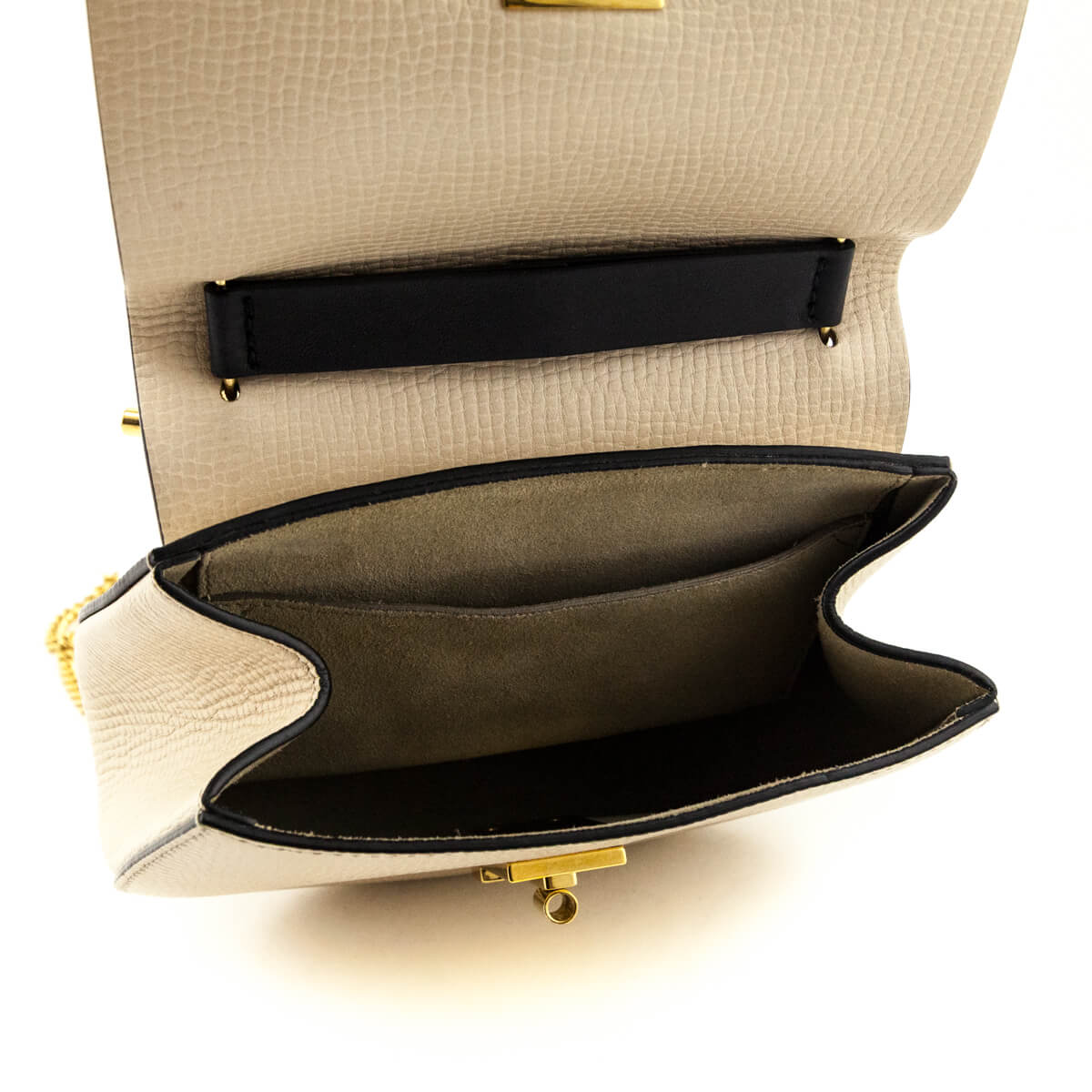 Chloe Ivory Black Grained Calfskin Lambskin Mini Bi-Color Drew Shoulder Bag - Love that Bag etc - Preowned Authentic Designer Handbags Preloved Fashions